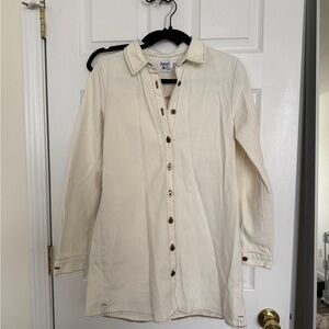 Princess Polly Cream Button-Front Shirt Dress